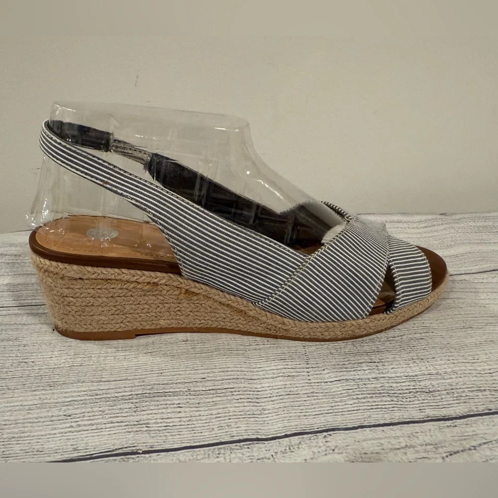 Circus by Sam Edelman Striped Espadrille Wedge Slingback Sandals Size 8.5
